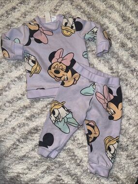 9m H&M Lavender Disney Baby matching Sweat suit EUC